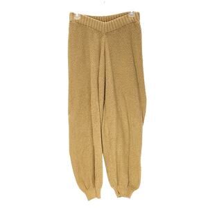 AQ-Sport Crochet Knit Cuffed Harem Pants High Waisted Cotton Blend Tan Womens M